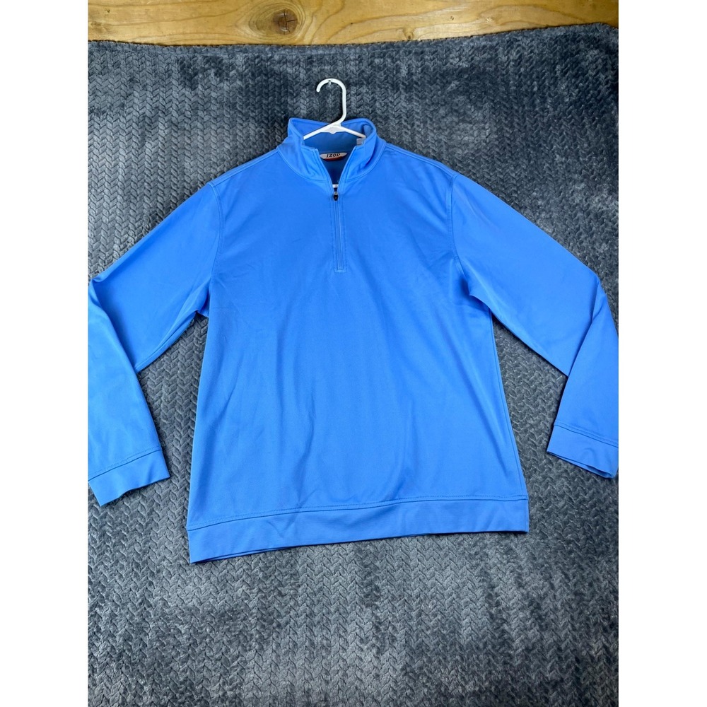 Izod Performx Sweatshirt Mens Medium Blue Fleece Lined Quarter Zip Streetwear